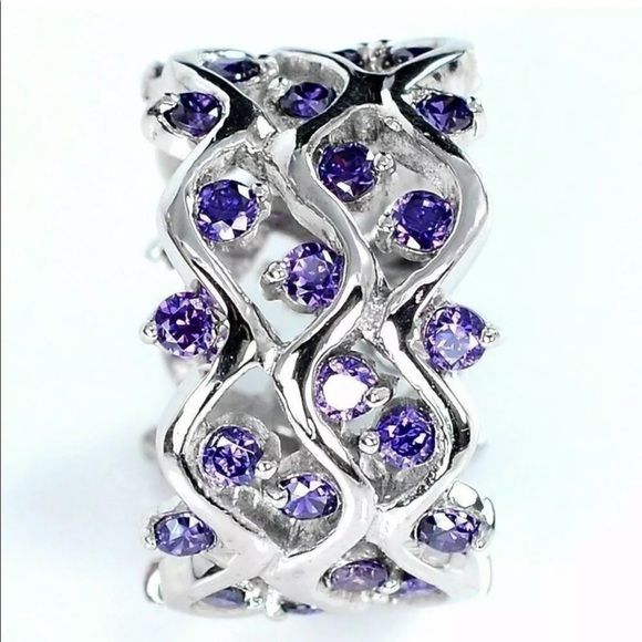 ♡New Silver Plated purple amethyst statement ring♡ - Picture 2 of 5